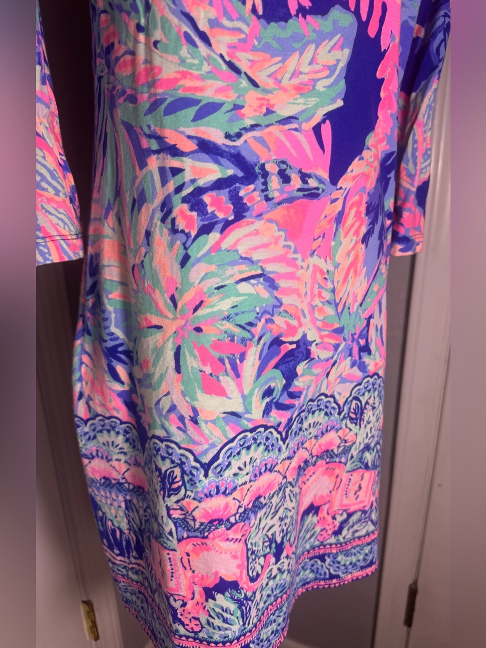 Lilly Pulitzer Bay Dress Multi Sunset Safari Print XS Cotton Dress Vacation - Picture 13 of 17